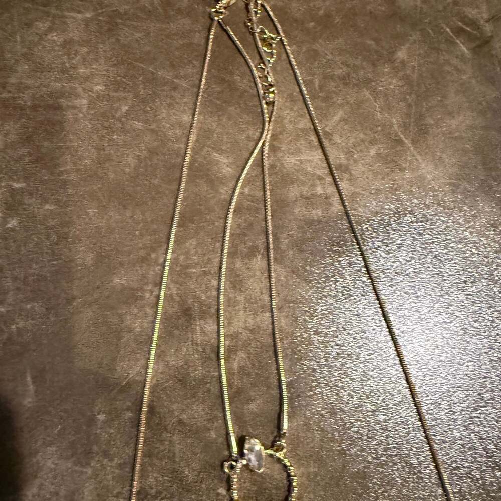 Gold-Plated Open Circle Tassel Coker Necklace with Cubic-Zirconia Accent